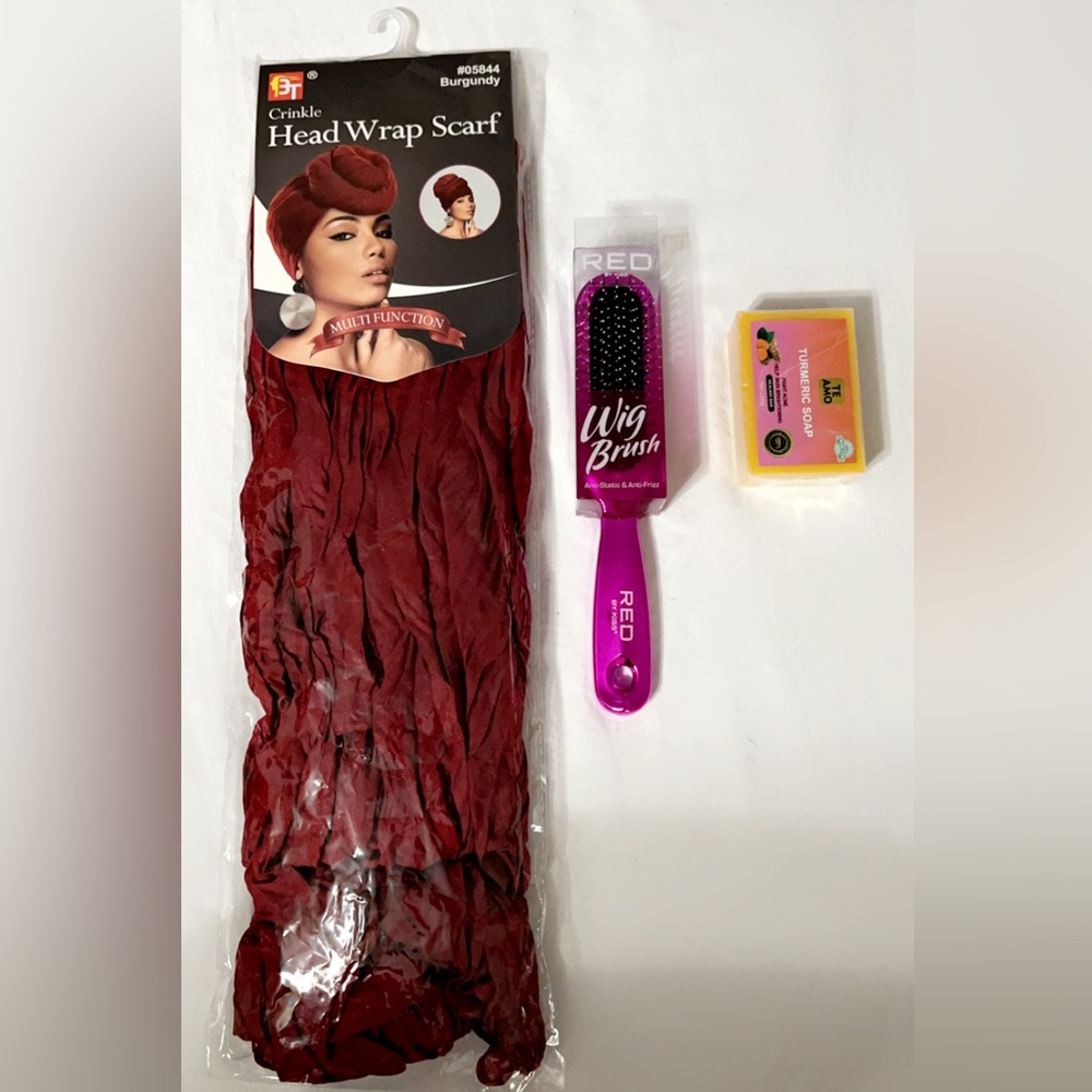 Crinkle Head Wrap Scarf #05844 Burgundy